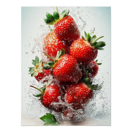 Aardbei Splash Perfect Poster (Voorkant)