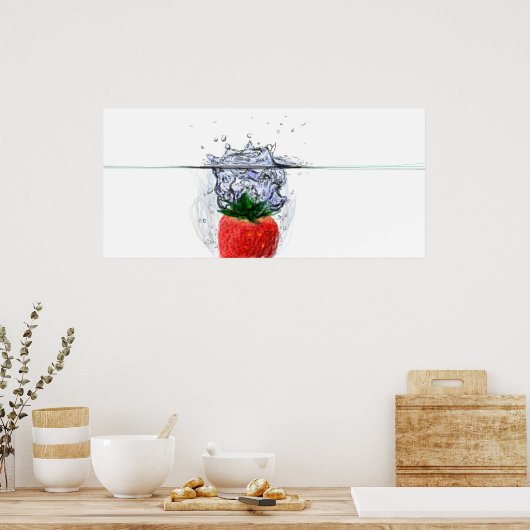 Aardbei Splash Poster (Keuken)