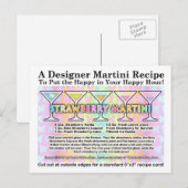 Aardbei Spring Martini Recept Kaart Briefkaart (Voorkant / Achterkant)
