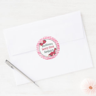 Aardbei-Sticker of "Favor Tag" Ronde Sticker
