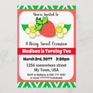 Aardbei Summer Birthday Party Invitations Kaart