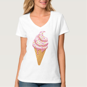 Aardbei sundae in waffel kegel met T-Shirt