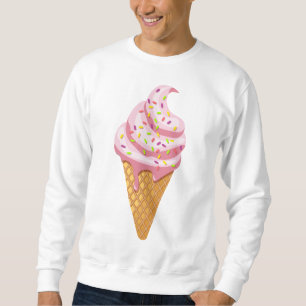 Aardbei sundae in waffel kegel met topping trui