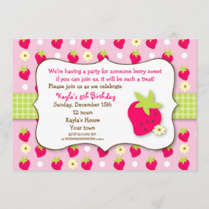 Aardbei Sweet Berry Birthday Party Invitations Kaart