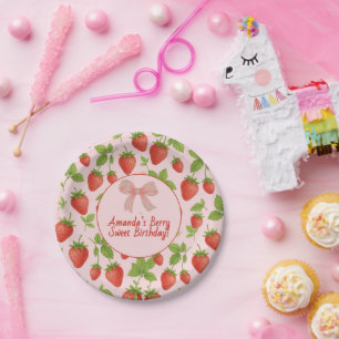 Aardbei Sweet Kids Verjaardagsfeestje Papier Borde Papieren Bordje