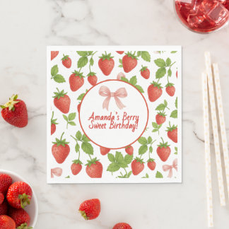 Aardbei Sweet Kids Verjaardagsfeestje Papier Serve Servet