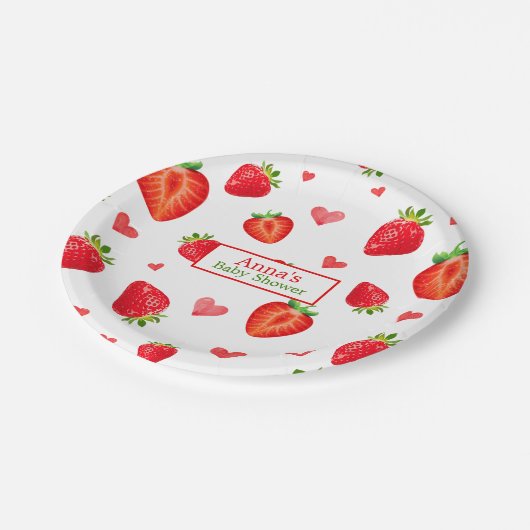 Aardbei Thema Pattern Spring Fruit Baby shower Papieren Bordje (Gekanteld)