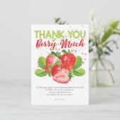 Aardbei thema verjaardag bedankkaart (Staand voorkant)