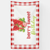 Aardbei thema verjaardag spandoek (Verticaal)