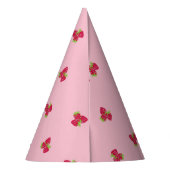 Aardbei-Theme Party Pet met Roze Achtergrond Feesthoedjes (Achterkant)
