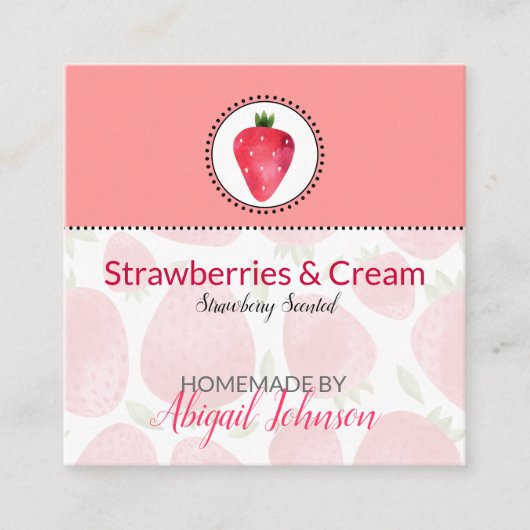 Aardbei Thuisgemaakte Bad & Lichaam Label | Tag (Voorkant)