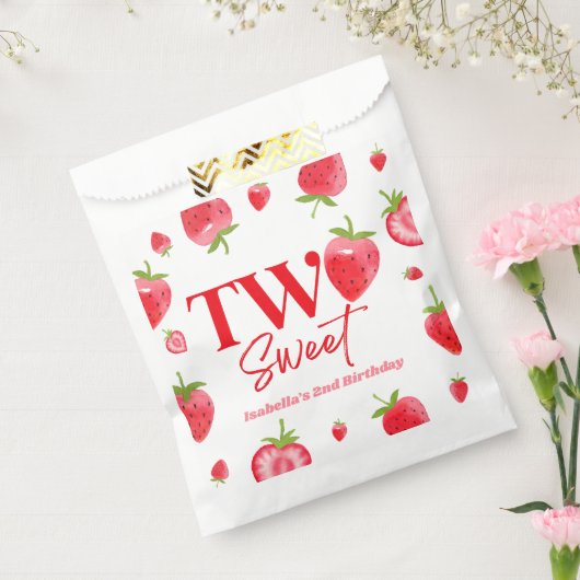 Aardbei Twee Zoet Roze Rood 2e Verjaardagsfeest Bedankzakje (Gezegeld)
