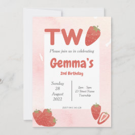 Aardbei tweede verjaardag kaart