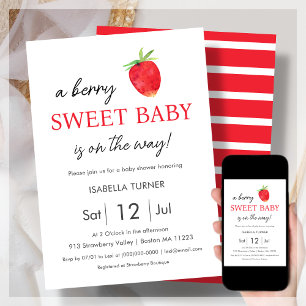 Aardbei   Uitnodiging tot Baby shower van Berry Sw