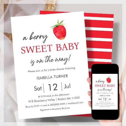 Aardbei | Uitnodiging tot Baby shower van Berry Sw