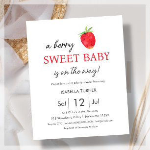 Aardbei Uitnodiging tot Baby shower van Berry Sw
