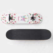 Aardbei Unicorn skateboard met naam (Horizontaal)