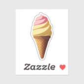 Aardbei Vanille Ice Cream Cone Sticker (Vel)