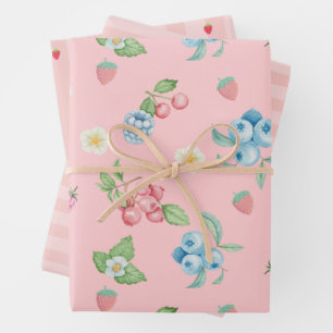 Aardbei Verjaardag Berry first roze Inpakpapier Vel