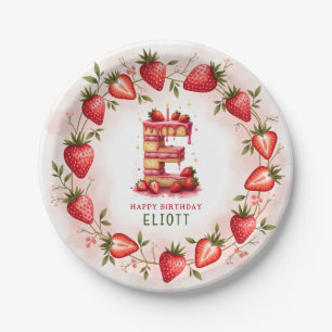 Aardbei Verjaardag Bord Letter E Cake Design