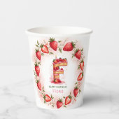 Aardbei Verjaardag Papier Cup Letter F Cake Papieren Bekers (Voorkant)