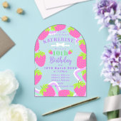 Aardbei Verjaardag Roze Uitnodigingskaart Acryl Uitnodigingen (Insitu (Huwelijk))