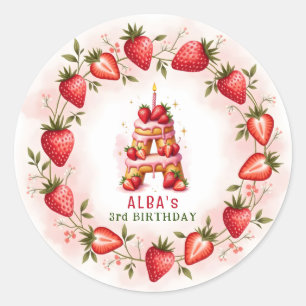 Aardbei Verjaardag Sticker Letter A Cake