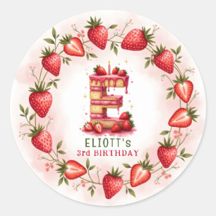 Aardbei Verjaardag Sticker Letter E Cake