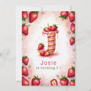 Aardbei Verjaardag Uitnodiging Letter J Cake Theme