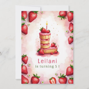 Aardbei Verjaardag Uitnodiging Letter L Cake Theme