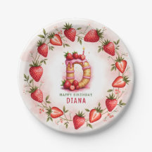 Aardbei Verjaardagsbord Letter D Cake Ontwerp