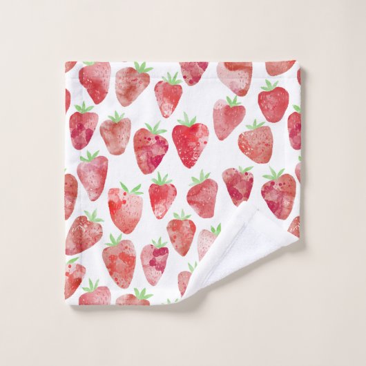 Aardbei-Waterverf Bad Handdoek (Wasdoekje)