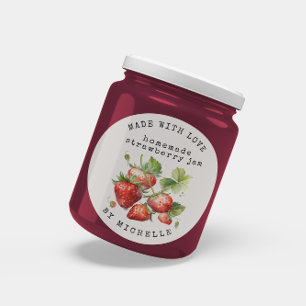 Aardbei Waterverf Jam Label Inblikken Sticker