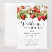 aardbei | Waterverf Trouwdouche Kaart (Voorkant / Achterkant)