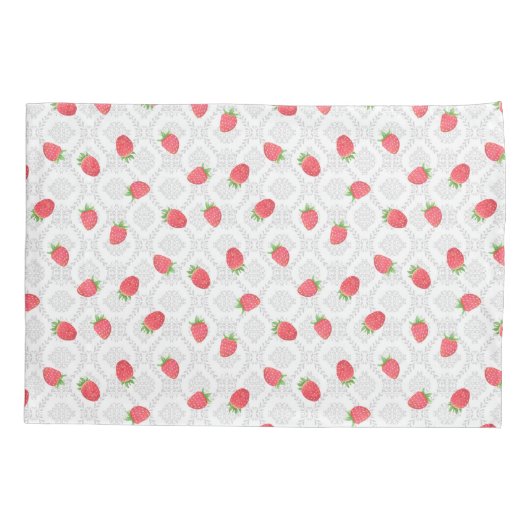 Aardbei White. Kussensloop (Achterkant)