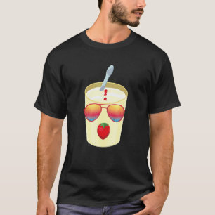 Aardbei Yogurt Cup Met Zonnebril Kostuum T-shirt