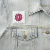 Aardbei Zebra Stripe Donut Doughnut Pastry Naamplaatje (In situ)