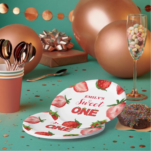 Aardbei Zoet Dank je Verjaardag| Berry Zoet Papieren Bordje (Multi)