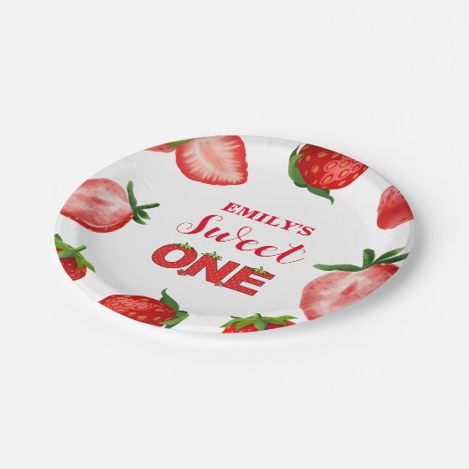 Aardbei Zoet Dank je Verjaardag| Berry Zoet Papieren Bordje (Gekanteld)