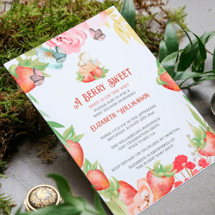 Aardbei zoete baby shower uitnodiging