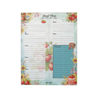Aardbei Zoete Behandeling 7 Dagen Maaltijd Planner Notitieblok