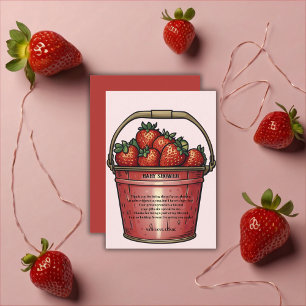 Aardbei Zoete Emmer Baby Shower Bedankkaart