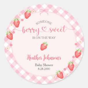 Aardbei Zoete Kleine Meisje Baby Shower Ronde Sticker