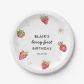 Aardbei zoete verjaardagsfeestje papieren bordje (Voorkant)