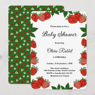 Aardbei Zoete Vrucht Verse Baby Shower Meisje Kaart
