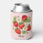 Aardbei zomer fruit aangepaste naam blikjeskoeler (Blikje Voorkant)
