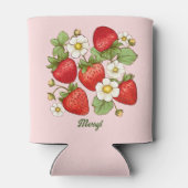 Aardbei zomer fruit aangepaste naam blikjeskoeler (Achterkant)