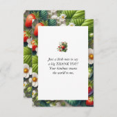 Aardbeibedrukte platte bedankkaart (Voorkant / Achterkant)