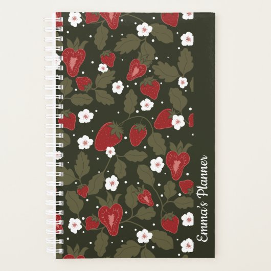 Aardbeiden planner | aanpasbare cute planner (Voorkant)