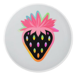 Aardbeideurkruk in Neon en Zwart Keramische Knop